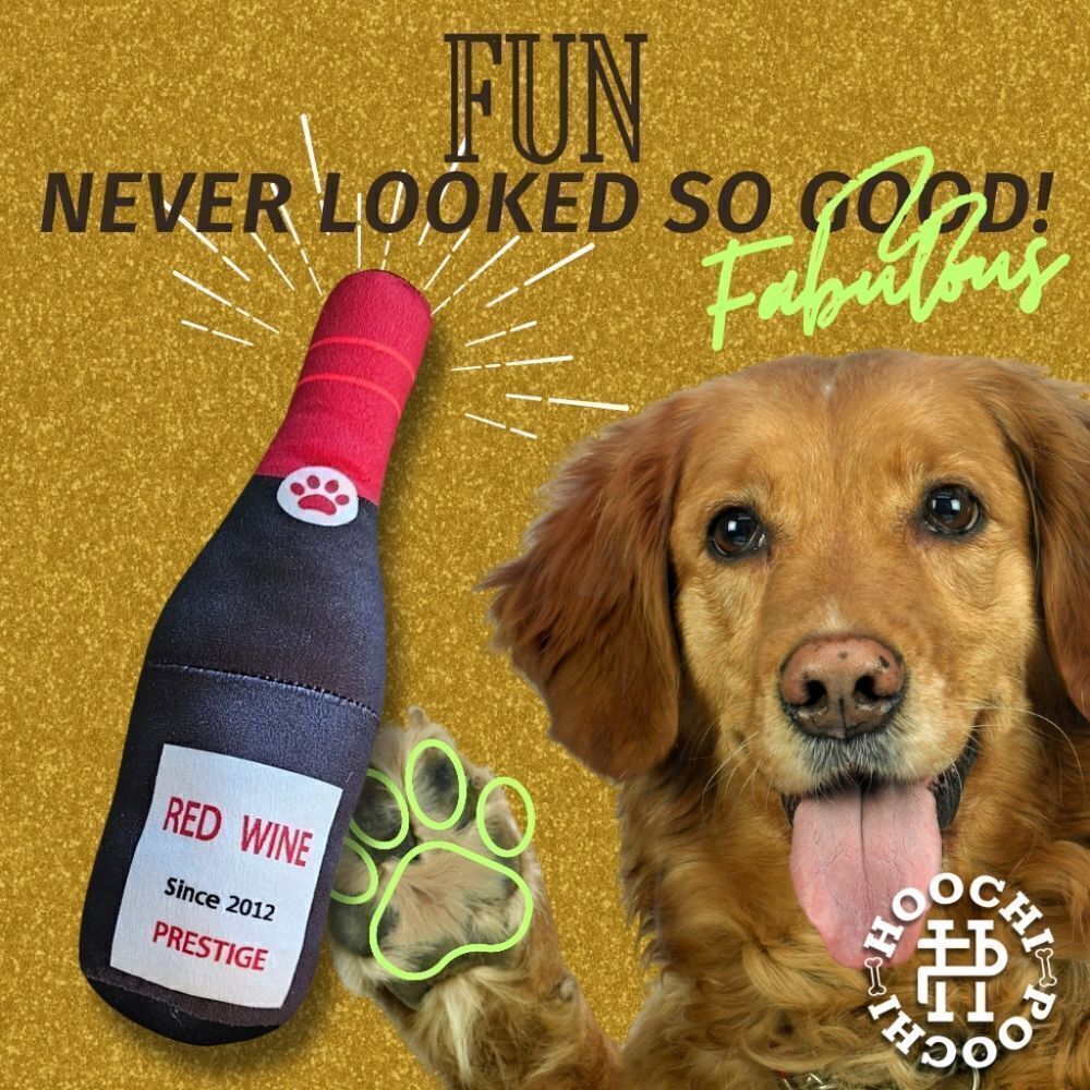 Brand New Dog Toy Plush with Squeaker Wine Bottle Posh Puppy Large Dog Toy NWT